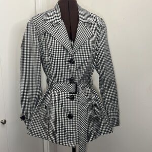 Checkered A-Line Mini Trench Coat or Mini Dress with tie sinch and 4 buttons